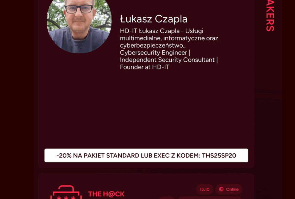 The Hack Summit – wystąpienie / prelekcja podczas jednej z największych polskich konferencji CyberSec